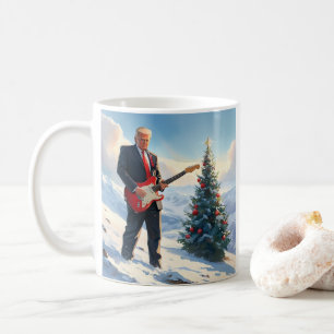 Trump playing Electric Guitar by Christmas Tree Coffee Mug