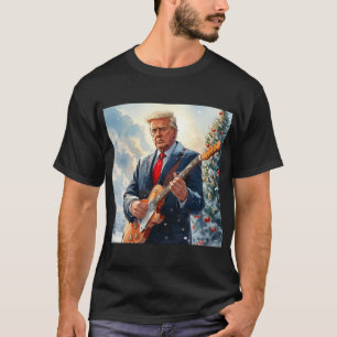 Trump playing Electric Guitar by Christmas Tree T-Shirt