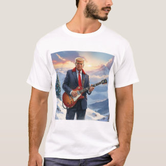 Trump playing Electric Guitar by Christmas Tree T-Shirt