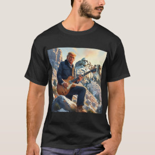 Trump Playing Electric Guitar Mount Rushmore MAGA T-Shirt