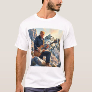 Trump Playing Electric Guitar Mount Rushmore MAGA T-Shirt