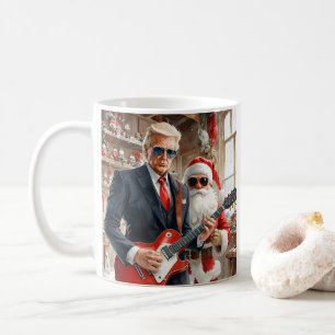 Trump Playing Electric Guitar SANTA CLAUS workshop Coffee Mug