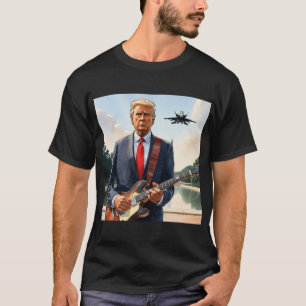 Trump Playing Electric Guitar Washington Monument T-Shirt