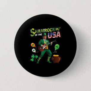 Trump Playing Guitar Shamrockin In The Usa Saint P 6 Cm Round Badge