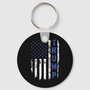 Trump Police Thin Blue Line Republican Cop Usa Fla Key Ring