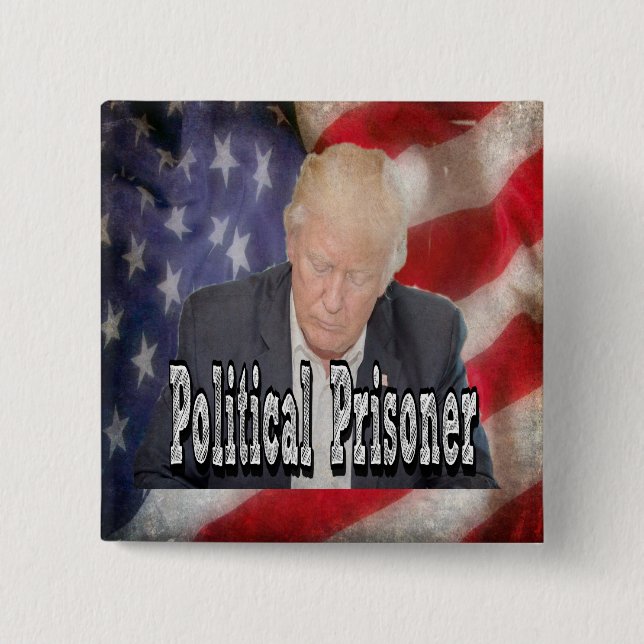 Trump Political Prisoner 15 Cm Square Badge (Front)