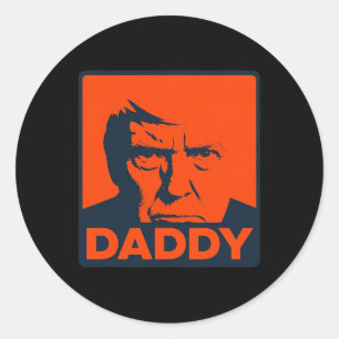 Trump Pop Art Parody Face With Bold “daddy” Text Classic Round Sticker