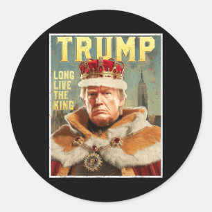 Trump Portrait Signature Long Live The King Vintag Classic Round Sticker