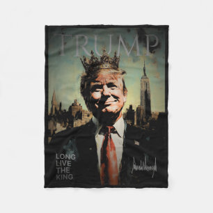 Trump Portrait Signature Long Live The King Vintag Fleece Blanket