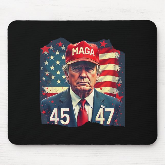 Trump President 45-47 Mega Us Flag  Mouse Mat (Front)