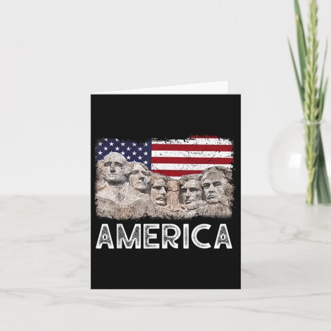 Trump President 45th Rushmore Mount American Flag  Card (Front)