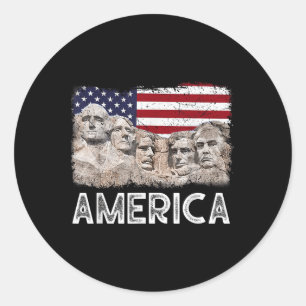 Trump President 45th Rushmore Mount American Flag  Classic Round Sticker