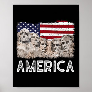 Trump President 45th Rushmore Mount American Flag  Poster