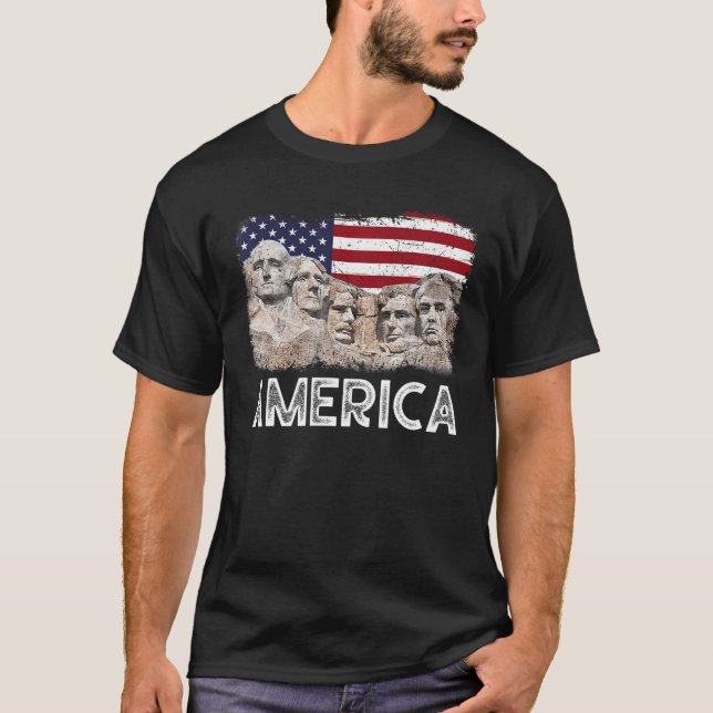 Trump President 45th Rushmore Mount American Flag  T-Shirt (Front)