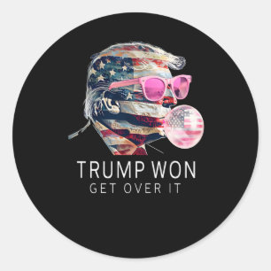 Trump President Funny Pink With American Flag Inau Classic Round Sticker