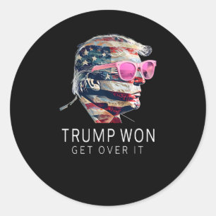 Trump President Funny Pink With American Flag Inau Classic Round Sticker