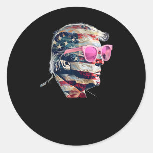 Trump President Funny Pink With American Flag Inau Classic Round Sticker