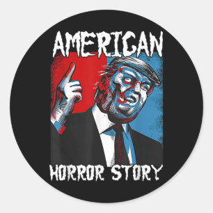 Trump President Usa Flag Halloween Horror Story Co Classic Round Sticker