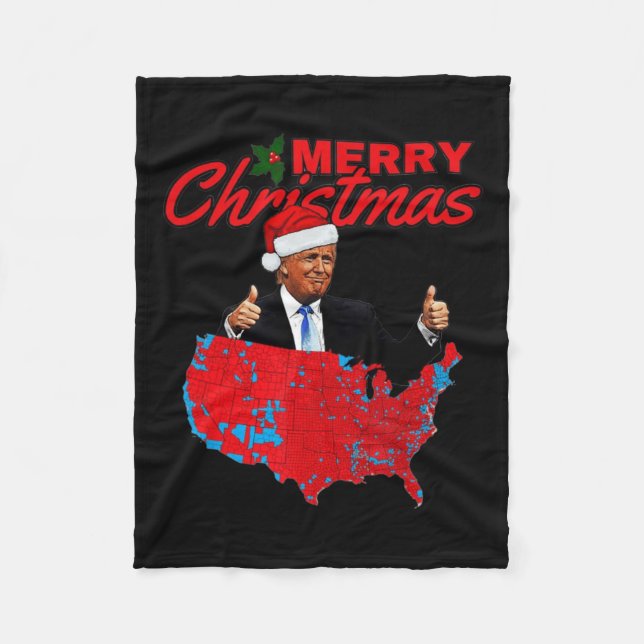 Trump Presidential Election Results Map Funny Chri Fleece Blanket (Front)