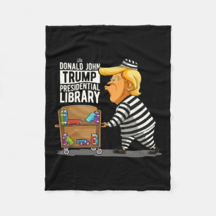 Trump Presidential Library Funny Anti Trump  Fleece Blanket