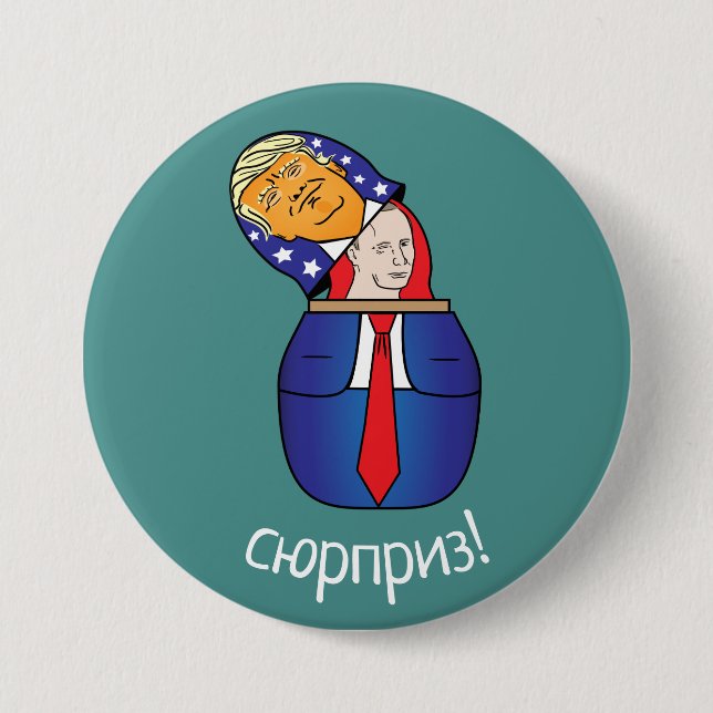Trump - Putin Russian Doll 7.5 Cm Round Badge (Front)