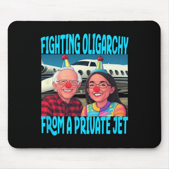 Trump Republican Fight Oligarchy From Private Jet  Mouse Mat (Front)