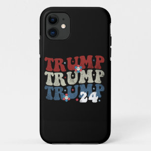 Trump Retro Groovy Flower 24 2024 Election iPhone 11 Case