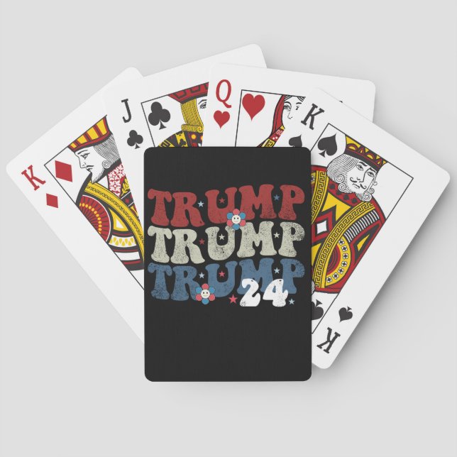 Trump Retro Groovy Flower 24 2024 Election Playing Cards (Back)