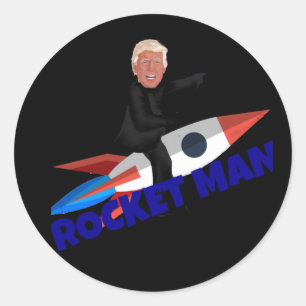 Trump Rides a Rocket Classic Round Sticker