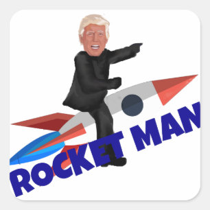 Trump Rides a Rocket Square Sticker