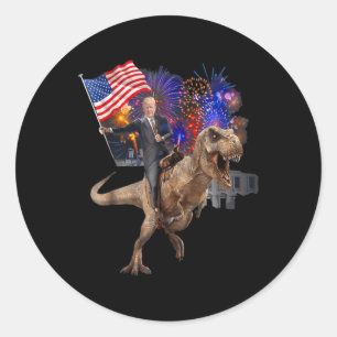 Trump Riding A Dinosaur T-rex Suppor Trump 2020 Classic Round Sticker