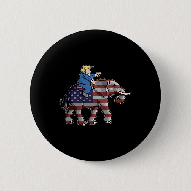 Trump Riding Elephant Republicans Shirt Gift  6 Cm Round Badge (Front)