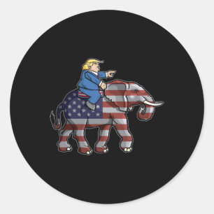 Trump Riding Elephant Republicans Shirt Gift  Classic Round Sticker