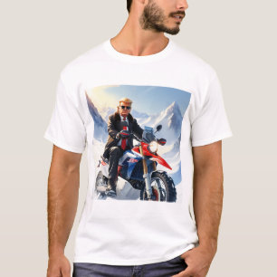 Trump Riding Motorcycle in Winter Christmas MAGA T-Shirt