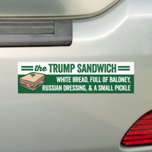 Trump Sandwich White Bread Full Of Baloney Bumper Sticker