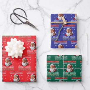 Trump Santa Claus Hat Make Christmas Great Again Wrapping Paper Sheet