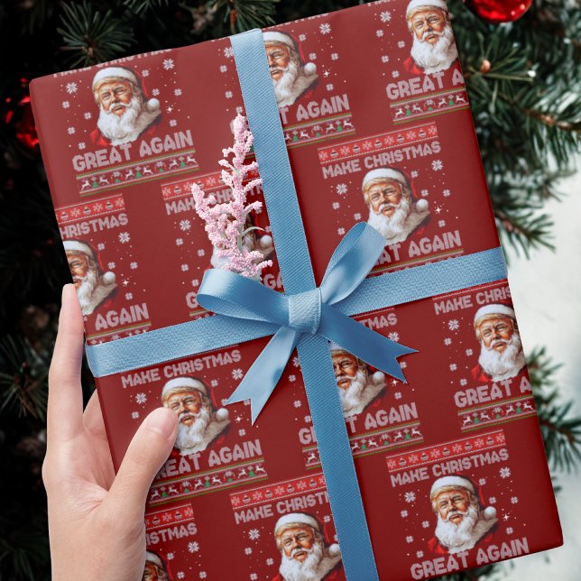 Trump Santa Claus Make Christmas Great Again Red Wrapping Paper (Creator Uploaded)