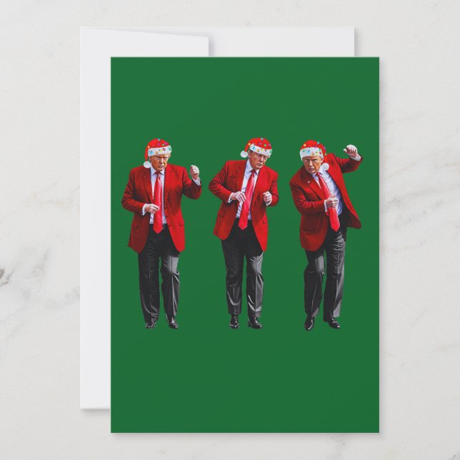 Trump Santa Hat Dance Christmas Green Holiday Card (Front)
