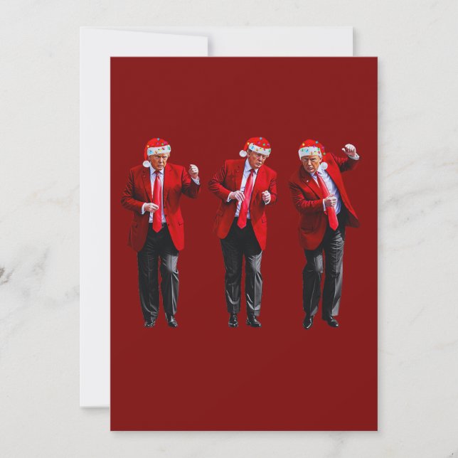 Trump Santa Hat Dance Gift, Donald Trump Dancing Holiday Card (Front)