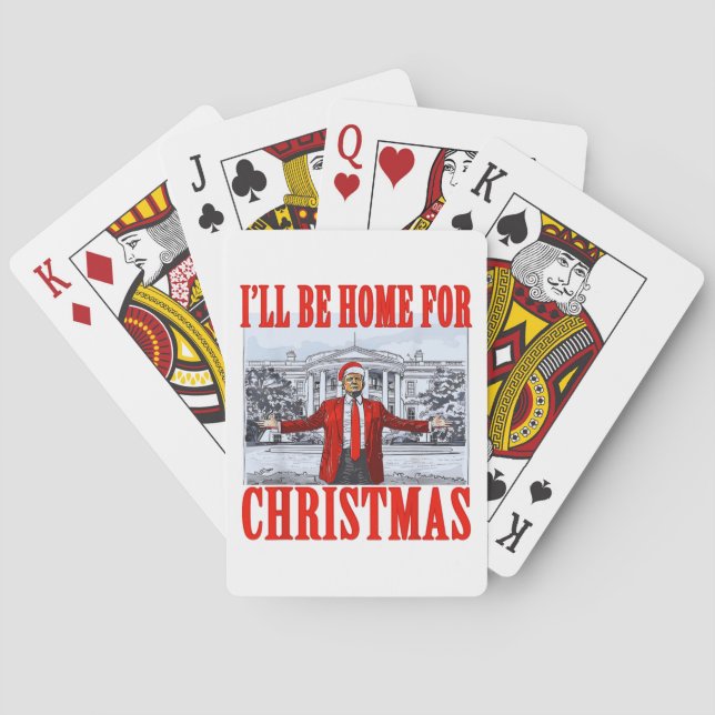Trump Santa Hat | I'll Be Home For Christmas Playing Cards (Back)