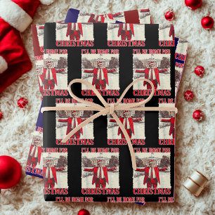 Trump Santa Hat   I'll Be Home for Christmas Wrapping Paper Sheet