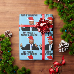 TRUMP SANTA HAT, MAGA LITTLE CHRISTMAS WRAPPING PAPER