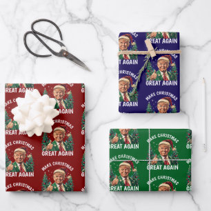 Trump Santa Hat Make Christmas Great Again Gift Wrapping Paper Sheet