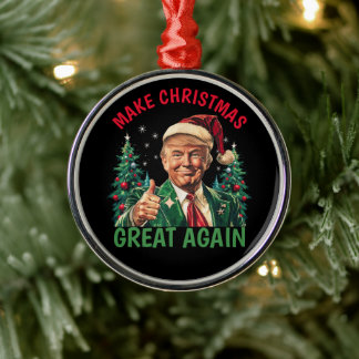 Trump Santa hat Make Christmas Great Again Metal Tree Decoration