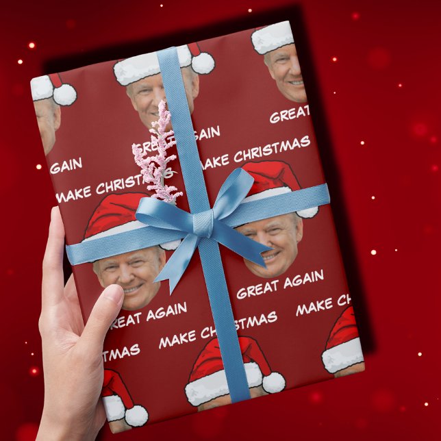 Trump Santa hat Make Christmas Great Again Red Wrapping Paper (Creator Uploaded)