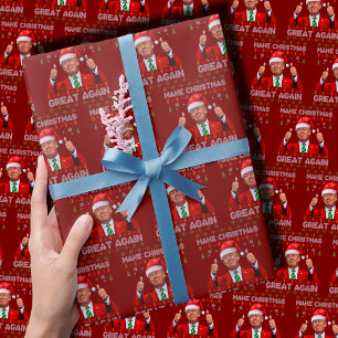 Trump Santa Hat   Make Christmas Great Again Red Wrapping Paper