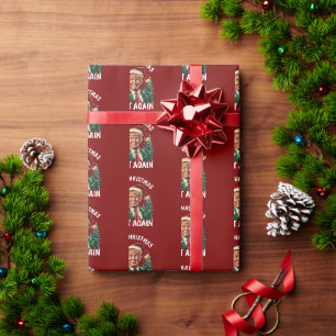 Trump Santa Hat Make Christmas Great Again Red Wrapping Paper