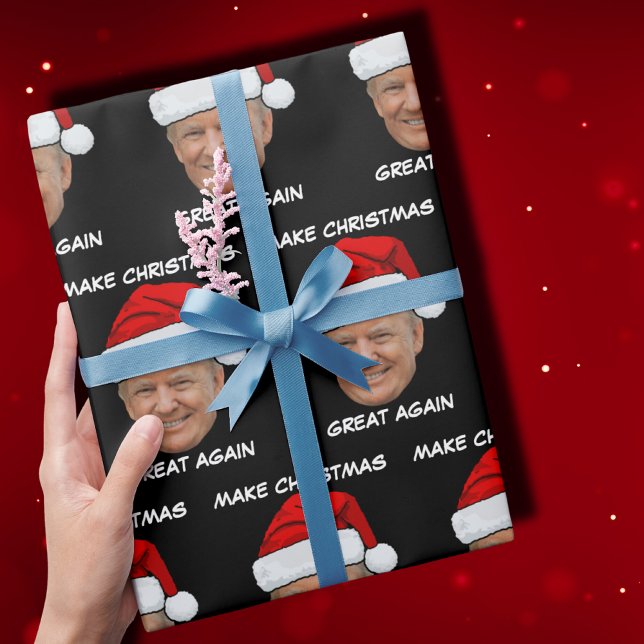 Trump Santa hat Make Christmas Great Again Wrapping Paper (Creator Uploaded)