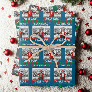 Trump Santa Hat Make Christmas Great Again Wrapping Paper Sheet