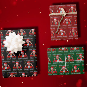 Trump Santa Hat Make Christmas Great Again Wrapping Paper Sheet